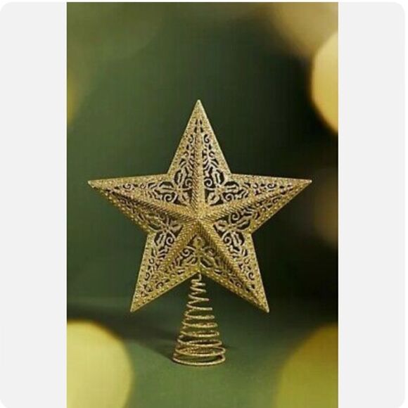 Anthropologie Gold Star Tree Topper - Picture 2 of 5
